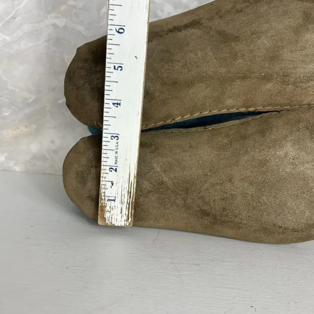 Glerups Womens Booties Slippers Wool Upper Size 11 Petrol Blue Suede Sole